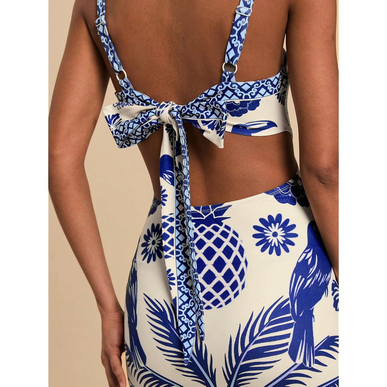 Floerns Women'S Tropical Bow Tie Back Long Dress Sleeveless Split Vacation Maxi Dress
