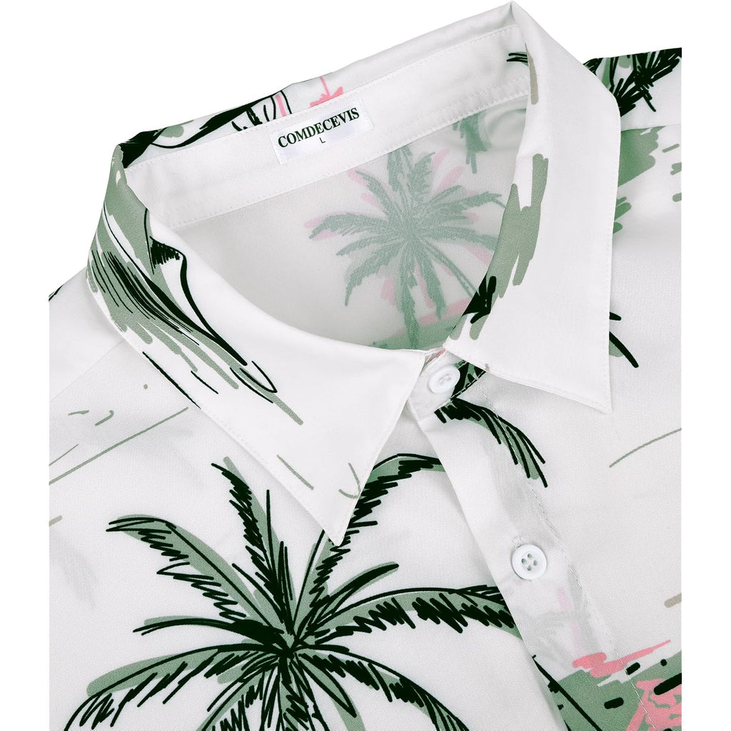 Comdecevis Men'S Hawaiian Floral Shirts Short Sleeve Button Down Tropical Summer Beach Shirts