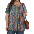 Plus Size Tops for Women Short Sleeve Shirts Crew Neck Casual Loose Fit Tunic Blouses