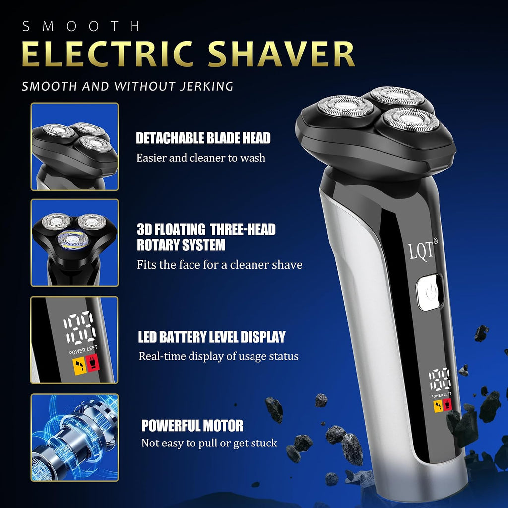 Professional Barber Kit For Men, Cordless Hair Clipper, Trimmer & Rotary Shaver Set With Led Display, Usb-C Rechargeable Battery,Precision Blades,Adjustable Speeds,Low Noise,Grooming Gifts For Men