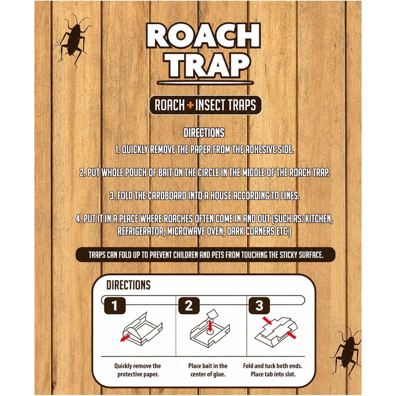 Roach Traps Indoor Sticky (18 Pack) - Glue Traps For Roaches Bug Traps With Roach Bait Traps - Long Lasting Non-Toxic Children And Pet Friendly - Trap A Pest