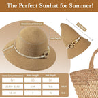 Beach Sun Straw Hats For Women, Upf 50+ Uv Sun Protection Wide Brim Summer Straw Hat Foldable Packable Roll Up Cap