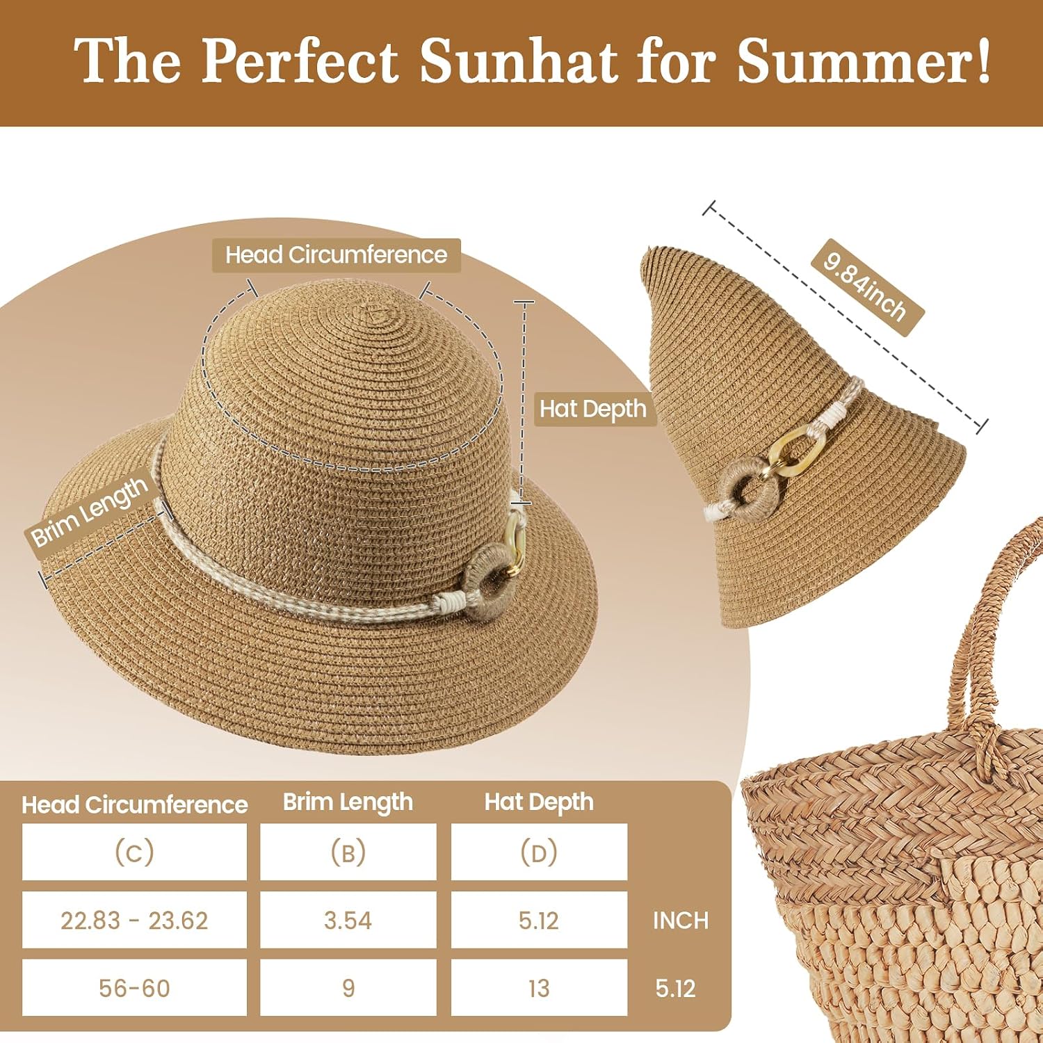 Beach Sun Straw Hats For Women, Upf 50+ Uv Sun Protection Wide Brim Summer Straw Hat Foldable Packable Roll Up Cap
