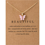 9 pcs Colorful Butterfly Pendant Necklace for Women Bohemian Acrylic Adjustable Retro Card Clavicle Chain Insect Animal Necklace Friend Friendship Party Jewelry Gift