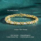 Iefil Mothers Day Gifts - 14K Gold Plated 925 Sterling Silver Tennis Bracelets for Women Unique X O Design Birthday Mothers Day Gifts for Wife Mom Daughter