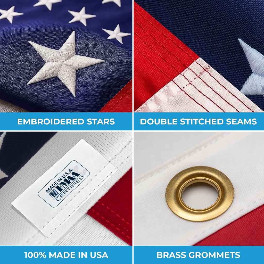 American Flag | American Flags For Outside 3X5 |100% Made In Usa Flag-Not Imported - Premium Us Flag 3X5 Heavy Duty Outdoor With Embroidered Stars And Sewn Stripes.
