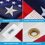 American Flag | American Flags For Outside 3X5 |100% Made In Usa Flag-Not Imported - Premium Us Flag 3X5 Heavy Duty Outdoor With Embroidered Stars And Sewn Stripes.
