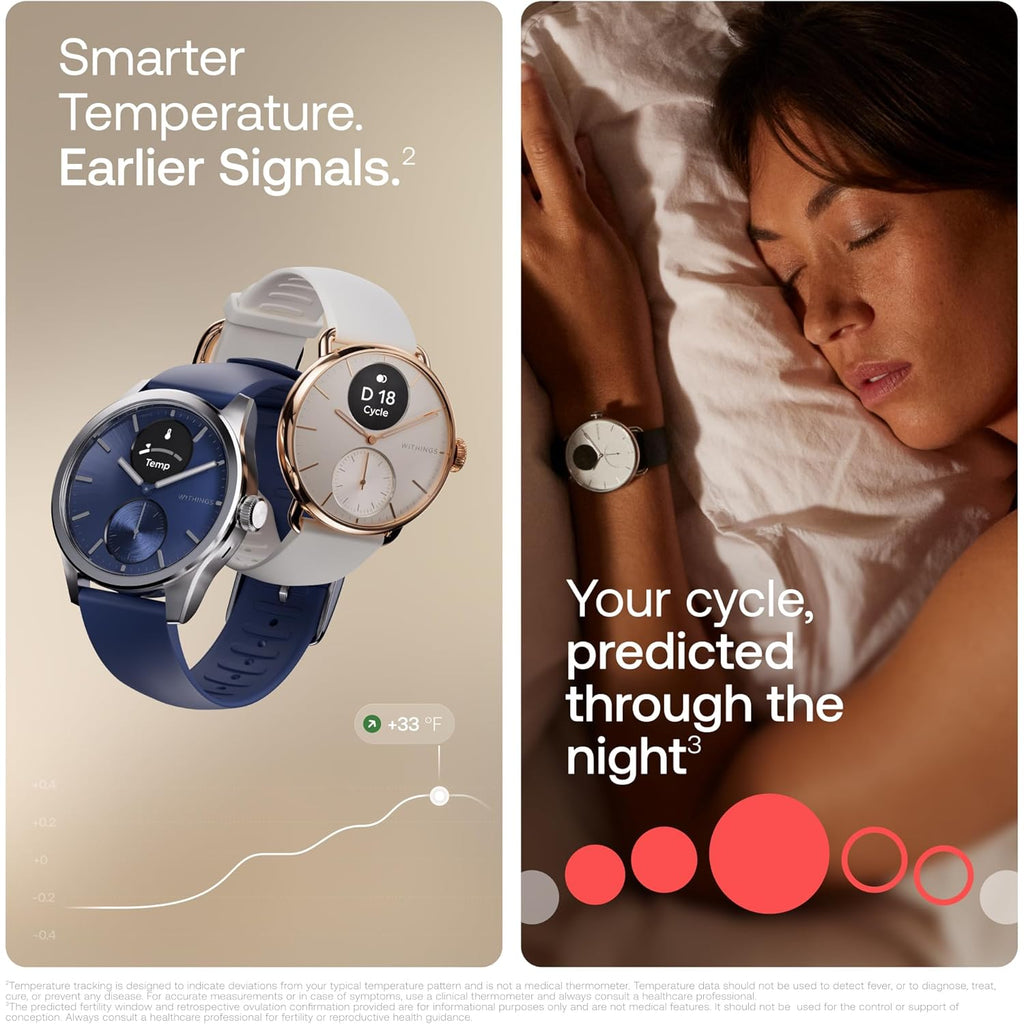 WITHINGS ScanWatch 2 - Hybrid Smart Watch, Heart Rate Monitoring, Fitness Tracker, Cycle Tracker, Sleep Monitoring, GPS Tracker, 30-Day Battery Life, Android & Apple Compatible, HSA/FSA