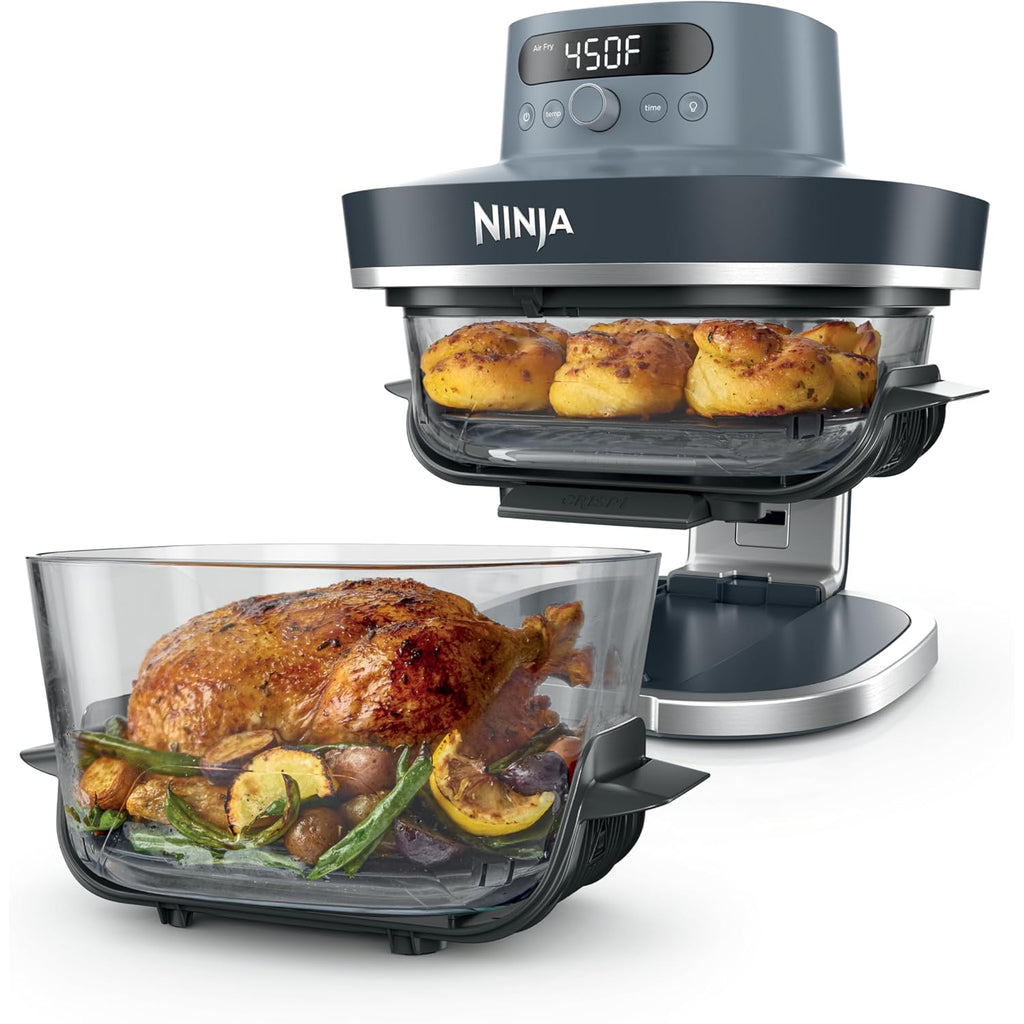 Ninja Crispi Pro 6-in-1 Glass Air Fryer | With Nontoxic, 6qt & 2.5qt Containers & Lids | Microwave, Freezer, Dishwasher Safe | 450°F Max Temp | 1800 Watt | Cyberspace | AS101CY
