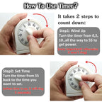 60 Minute Wind Up Timer, Visual Mechanical Timer With Loud Alarm, Manual Countdown Timers For Classroom, Home, Study And Cooking (White)