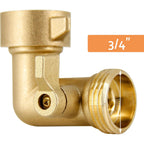 Lifynste Garden Hose Elbow Connector, 90 Degree Brass Garden Hose Elbow Adapter With Shut Off Valves, 2 Pack
