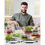 40 Pcs Glass Food Storage Containers With Lids(20 Container & 20 Lid), Borosilicate Glass Meal Prep Containers For Kitchen Storage And Organization, Bpa-Free, Leak Proof, Reusable