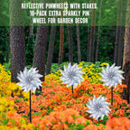 10 Pack Reflective Pinwheels With Stakes (Assembly Required), Extra Sparkly Pin Wheel For Garden Decor, Bird Repellent Devices Deterrent To Scare Birds Away From Yard Patio Farm