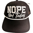Women Rhinestone Trucker Hat Vintage Style Adjustable Mesh Back – Faith, Super Mom, Queen, Bad Hair Day and More. Gift Ideas Nope Not Today Black