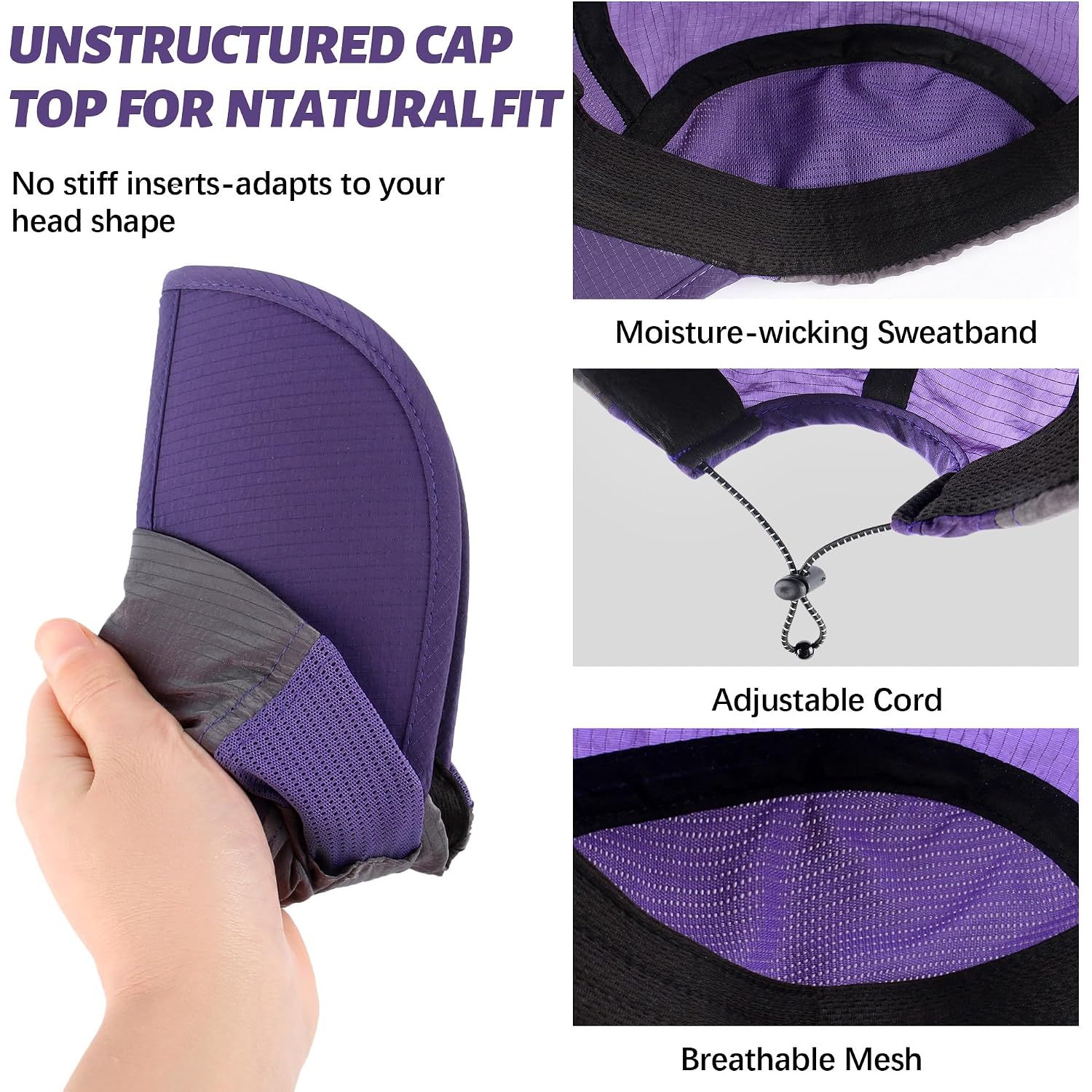Foldable Lightweight Outdoor Sports Baseball Cap, Breathable Quick Dry Upf 50+ Sun Hat, Waterproof Adjustable