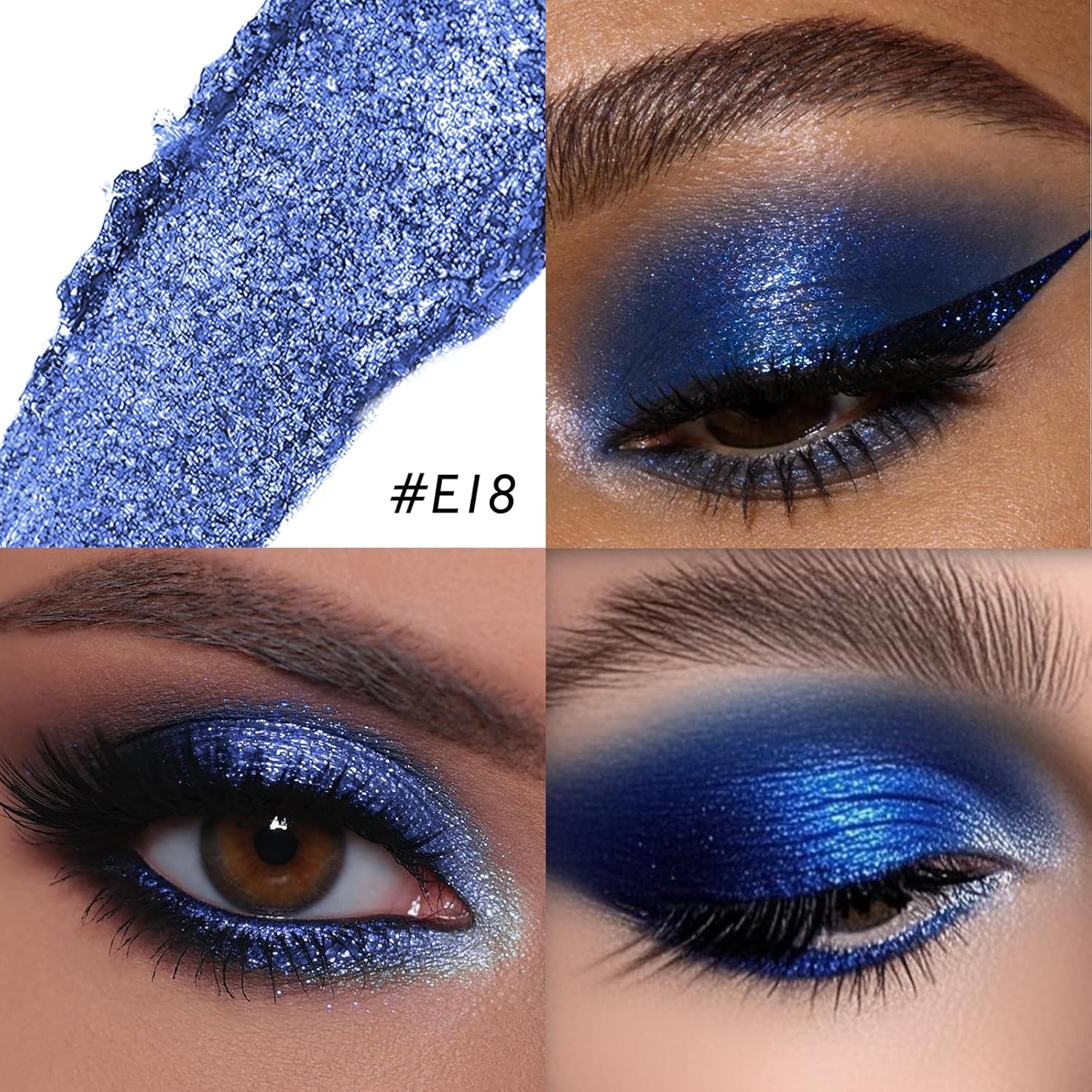 Blue Glitter Eyeshadow Stick, Shimmer Cream Eye Shadow Pencil Long Lasting Buildable Sparkling Face Highlighter Makeup, Lightweight Smudge Proof Smoky Eyeshadow for Quick Application
