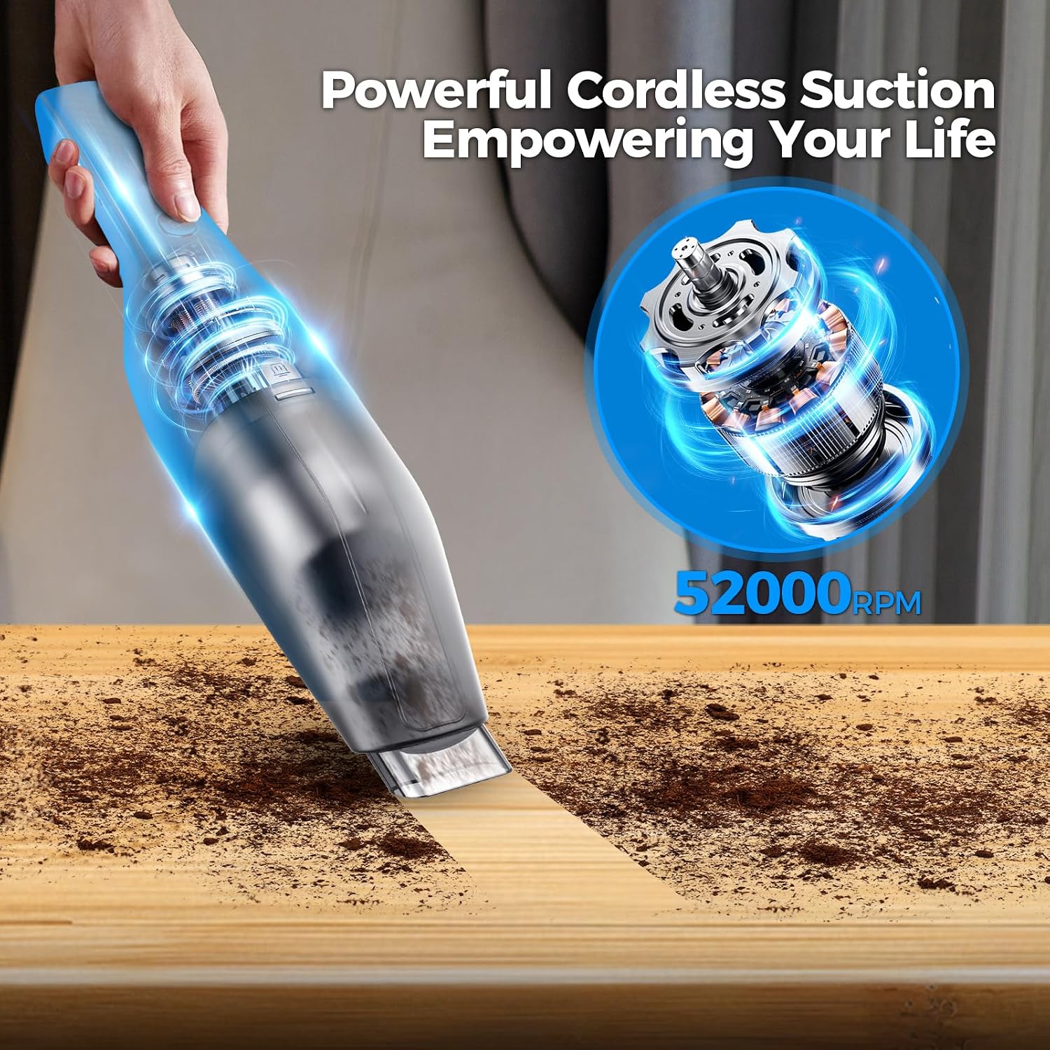Handheld Vacuum Cordless - Car Vacuum Cleaner With 11000Pa Powerful Suction,1.2Lbs Lightweight, Type-C Charge, Multiple Accessories, Portable Hand Vacuum For Home, Pet And Car