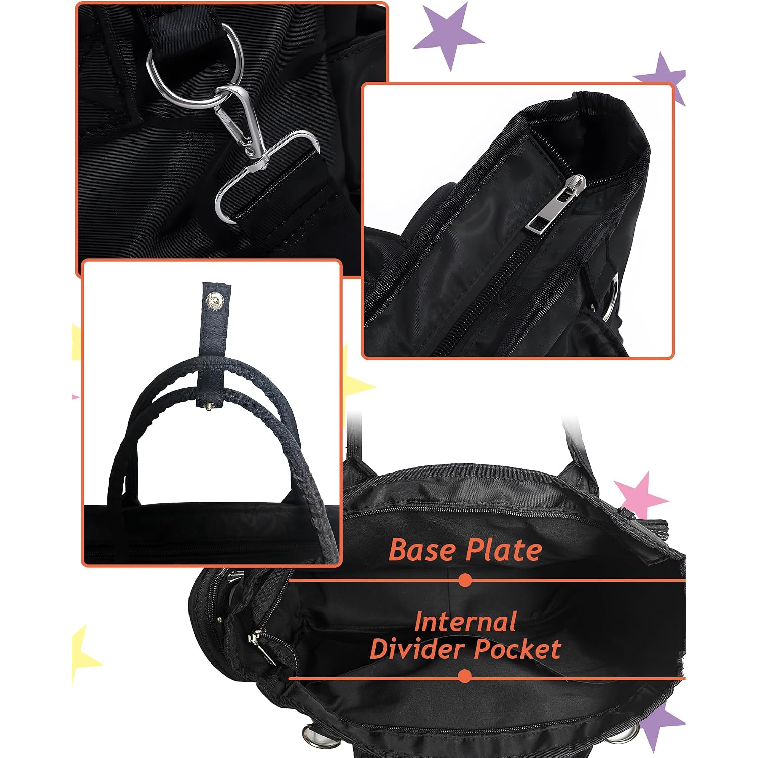 Large Ita Backpack Shoulder Tote Bag Crossbody Handbags With Insert,Kawaii Ita Purse,For Pin Display,Kpop Fan Anime (Pins Not Included) (Black)