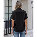 Siliteelon Button Down Shirts For Women Stain-Resistant Short Sleeve Collared Dress Shirt Business Casual Tops Work Blouse