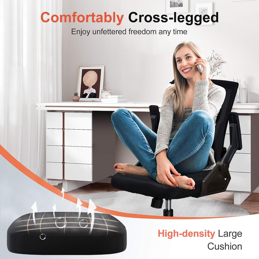 Gtplayer Ergonomic Office Chair With Flip-Up Armrests Executive Computer Chair For Home Office, Breathable Mesh & Comfy Lumbar Support, Black