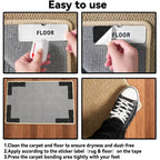 Rug Carpet Non Slip Grippers, Reusable Rug Tape Pads, No Damaging for Hardwood Floors, Strong Hold Carpet Corner Stickers for Area Rugs Flat, Removable, 8Pcs
