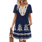 Wiholl Summer Dresses For Women Casual Tshirt Boho Dress Wedding Guest Dresses Short Sleeve Fashion Beach Vacation Clothes