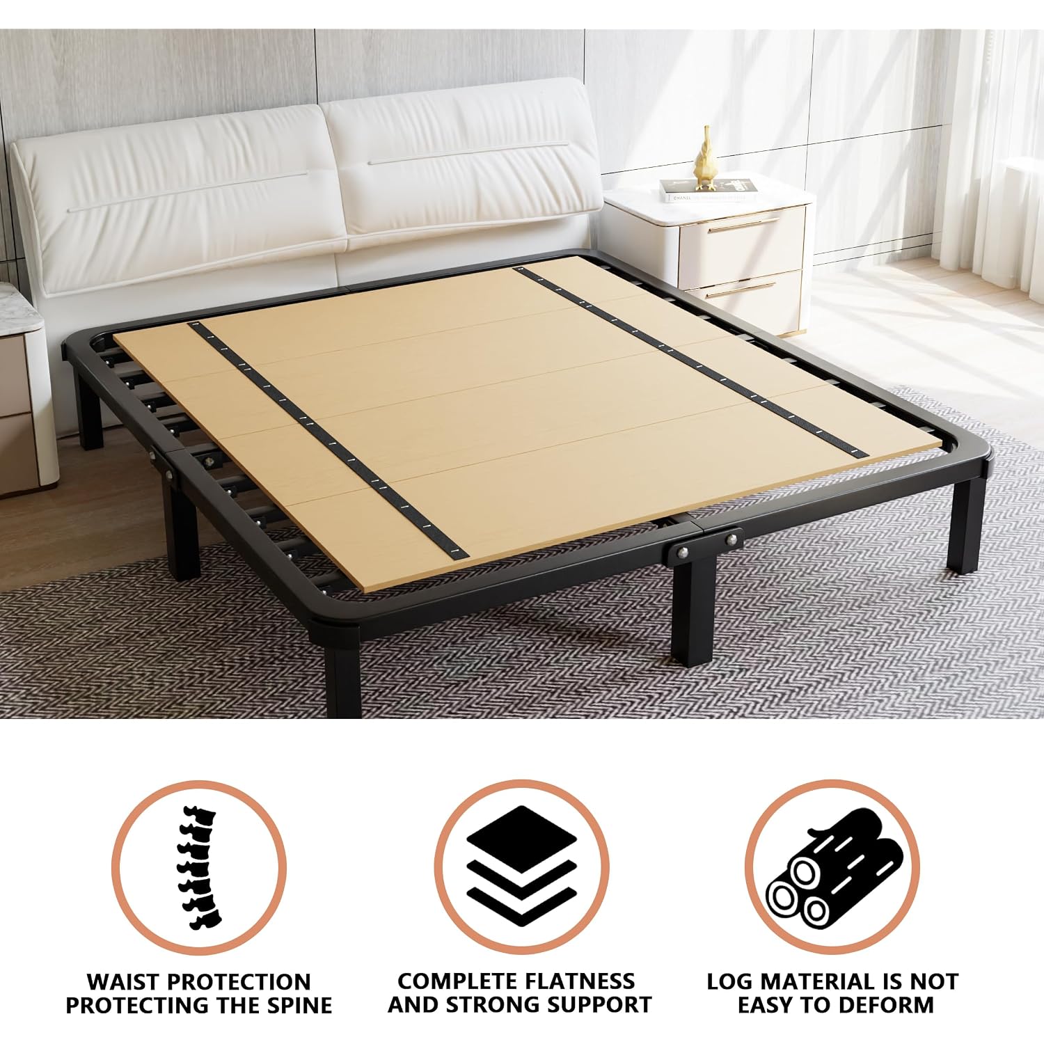 Imperius Foldable Box Spring, Bunkie Board, Bed Support Slats, Bed Boards For Under, Full 60 X 48 In