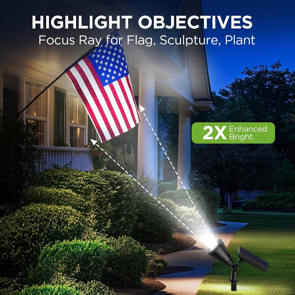 Innogear Solar Spot Lights, Outdoor Solar Lights Solar Spotlights Flag Pole Light Waterproof Landscape Lighting Outside For Flag Uplighting Backyard Patio Pathway Statue Palm Tree Sign, Cool White