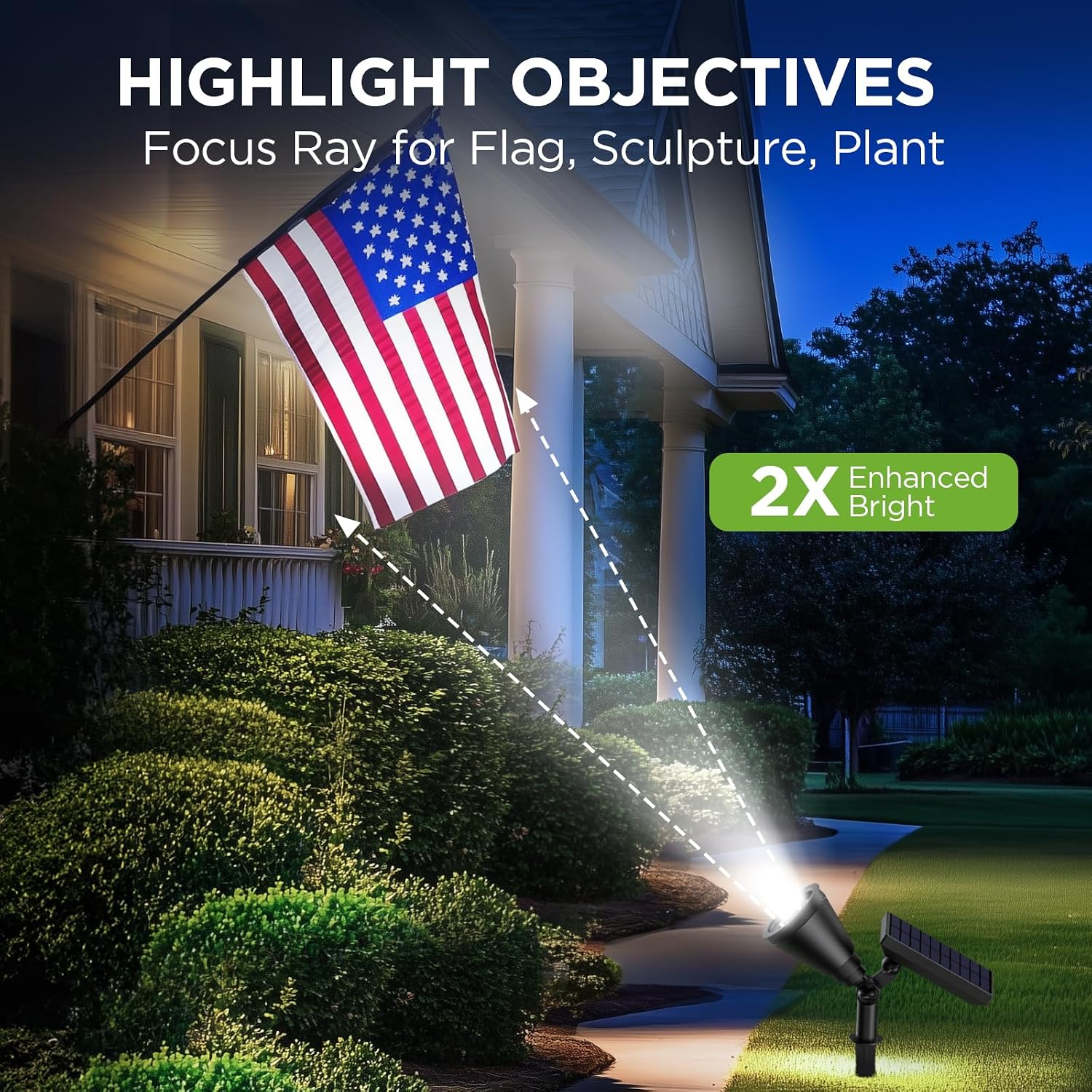 Innogear Solar Spot Lights, Outdoor Solar Lights Solar Spotlights Flag Pole Light Waterproof Landscape Lighting Outside For Flag Uplighting Backyard Patio Pathway Statue Palm Tree Sign, Cool White