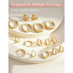 8 Pairs Gold Huggie Hoop Earrings Set for Women, 14K Gold Plated CZ Cartilage Earring for Multiple Piercing, Lightweight Hypoallergenic Small Hoop Stackable Jewelry Gift