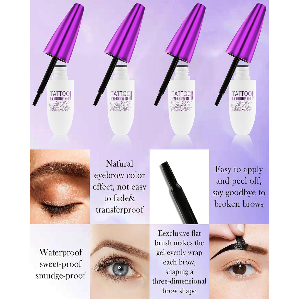 Eye Brow Gel Tinting Kit,Brown Tattoo Eyebrow Tint Stain Peel Off For Women | 2Pcs Easy Peel Off Tattoo Eyebrow Tint Kit, Long Lasting Waterproof Tinted Brow Gel,Thanksgiving Christmas Eyebrow Makeup Set