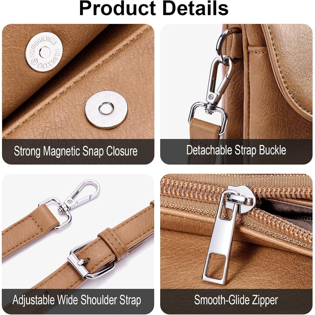 Crossbody Bags For Women Vegan Leather Travel Small Cell Phone Purse Rfid Shoulder Bag With 2 Straps