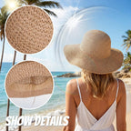 Marrywindix Women Straw Sun Hat Bucket Hat Wide Brim Foldable Summer Beach Lightweight Packable Travel Cap Khaki