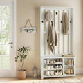 VASAGLE Hall Tree with Bench and Shoe Storage, Coat Rack with Shoe Bench, 7 Double Hooks for Jackets, Hats, Entryway, Bedroom, Living Room, 13.8 x 31.9 x 70.9 Inches, Rustic White UHSR414W01