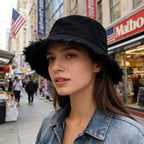 Sun Hats for Women Summer Casual Wide Brim Cotton Bucket Hat Beach Vacation Travel Accessories Black