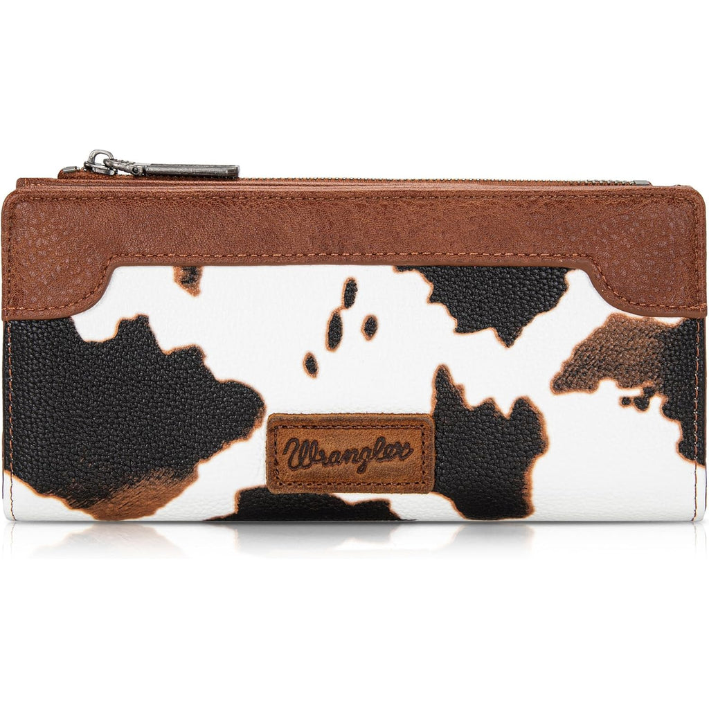 Montana West Wrangler Cow Print Wallets Womens Bifold Credit Card Wallet Women's Wallets, Card Cases & Money Organizers Brown Wallet for Women Ladies Female Cash Wallett with Smooth Zipper