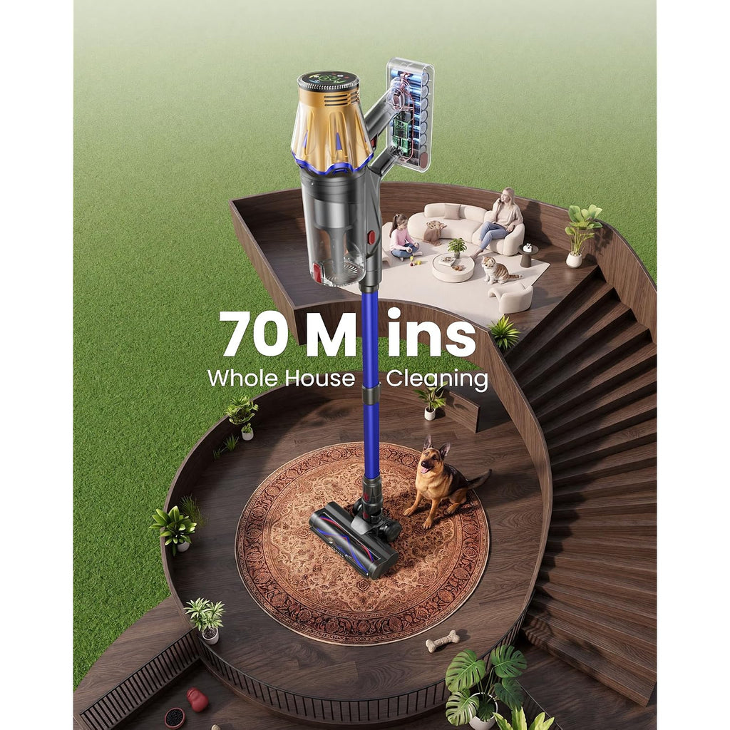 Cordless Vacuum Cleaner, Upgraded 650W 60Kpa 70Mins Cordless Stick Vacuum Cleaner With Flexible Hose,Self-Standing,Touch Screen, Anti-Tangle Wireless Vacumm Cleaners For Home/Pet Hair/Carpets/Floors