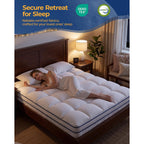 Kayfia Full Mattress Topper, Thick Mattress Pad For Back Pain Relief, White