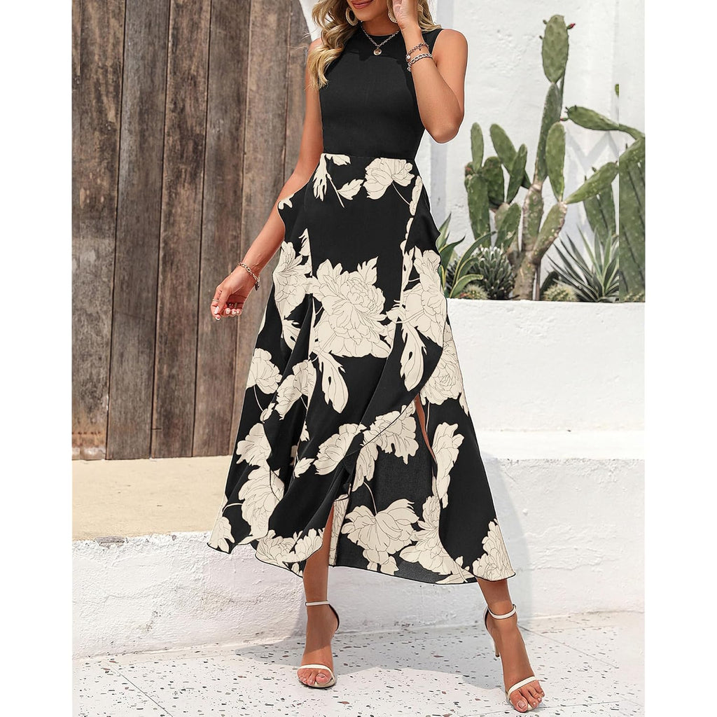 Btfbm Summer Dresses For Women 2026 Casual Spring Floral Sleeveless Ruffle Boho Cocktail Wedding Guest Party Midi Dress