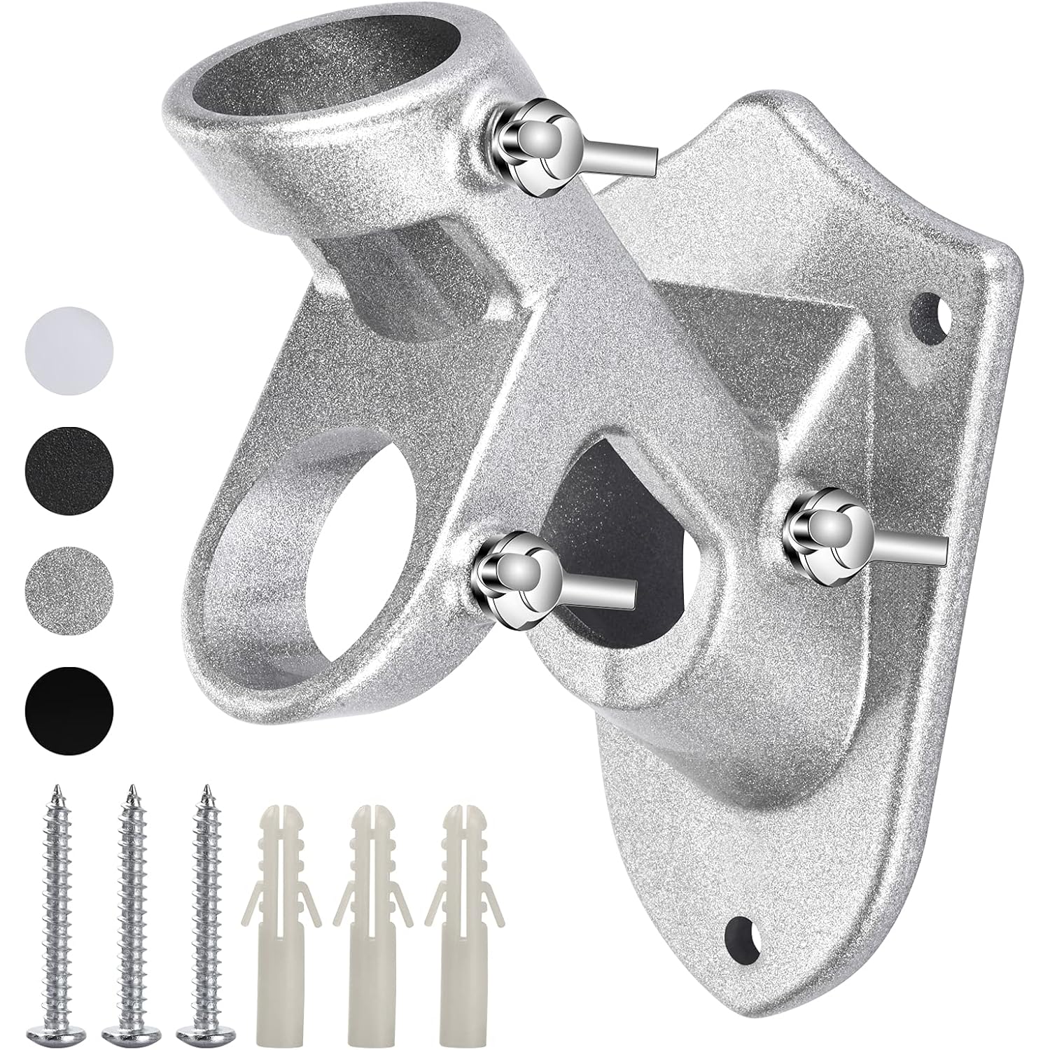 Flag Pole Holder For Outside House, Heavy Duty Flag Pole Mounting Bracket, Aluminum Metal Flagpole Mount With Stainless Hardware For Outdoor, Strong And Rust Proof, 1" Inner Diameter (Silver-1Pack)