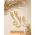 MILACOLATO 3 Pairs Small 14K Gold Plated Hoop Earrings for Women Trendy Hypoallergenic Silver Earring Stacks Huggie Hoops Earring Sets for Multiple Piercing Chunky Double Hoop Jewelry Lightweight