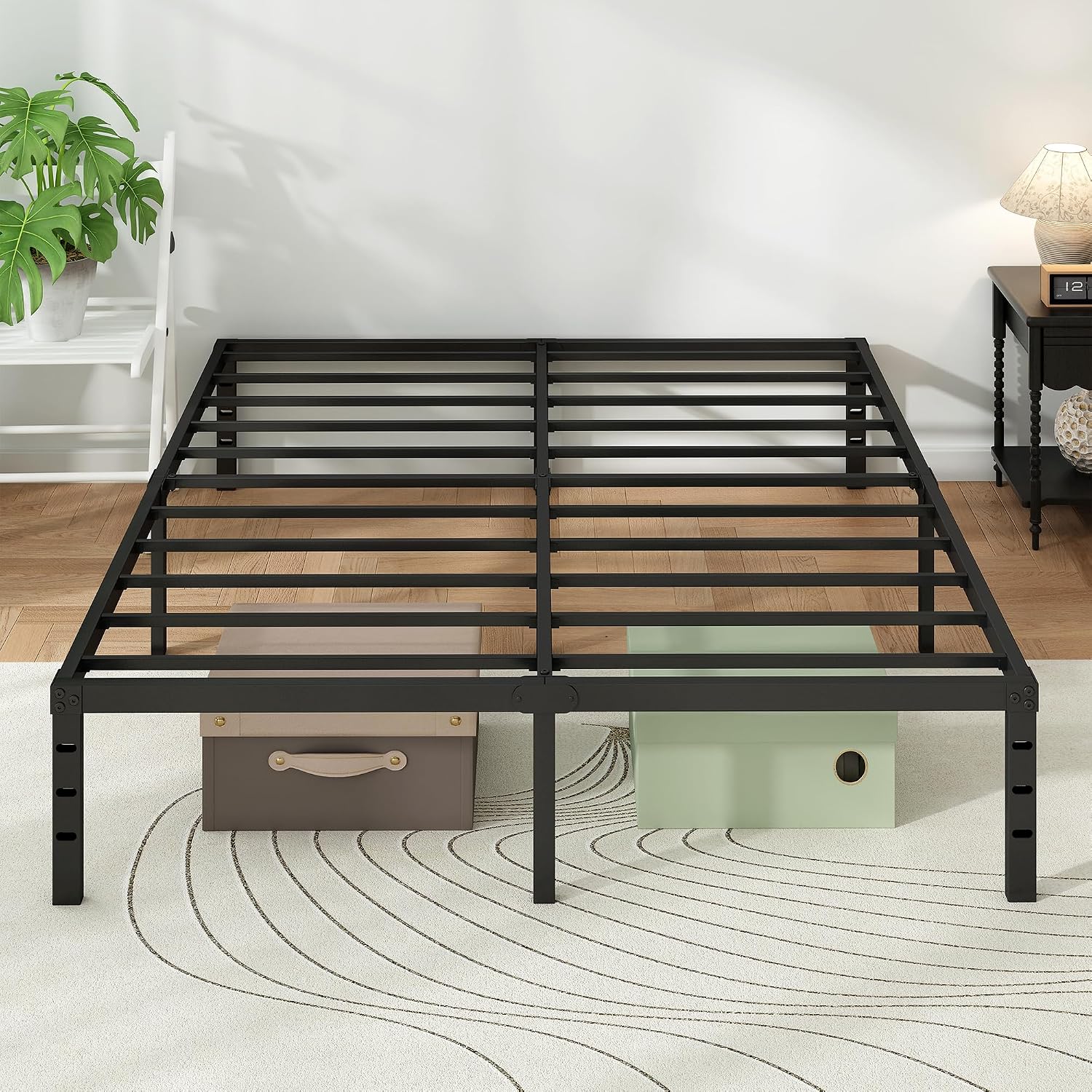 Metal Platform Bed Frame Full Size, 18 Inch Height With Heavy Duty Steel Support, No Box Spring Needed, Easy Assembly And Underbed Storage,Black