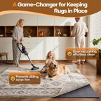 Veken Non Slip Cushioned Rug Pad Gripper 8 x 10 Ft, Felt and Silicone Backing, 1/4 inch Thick Carpet Liner for Hardwood Floors and Finishes, Under Area Rugs Anti Skid Mat, Keep Rugs Safe and in Place