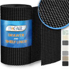 BAGAIL Drawer and Shelf Liner, 12 in X 10 Ft Non-Adhesive Shelf Liners for Kitchen Cabinets, Thick Strong Grip Liners for Desk, Shelves, Bathroom Drawers, Cabinet Protection - Black