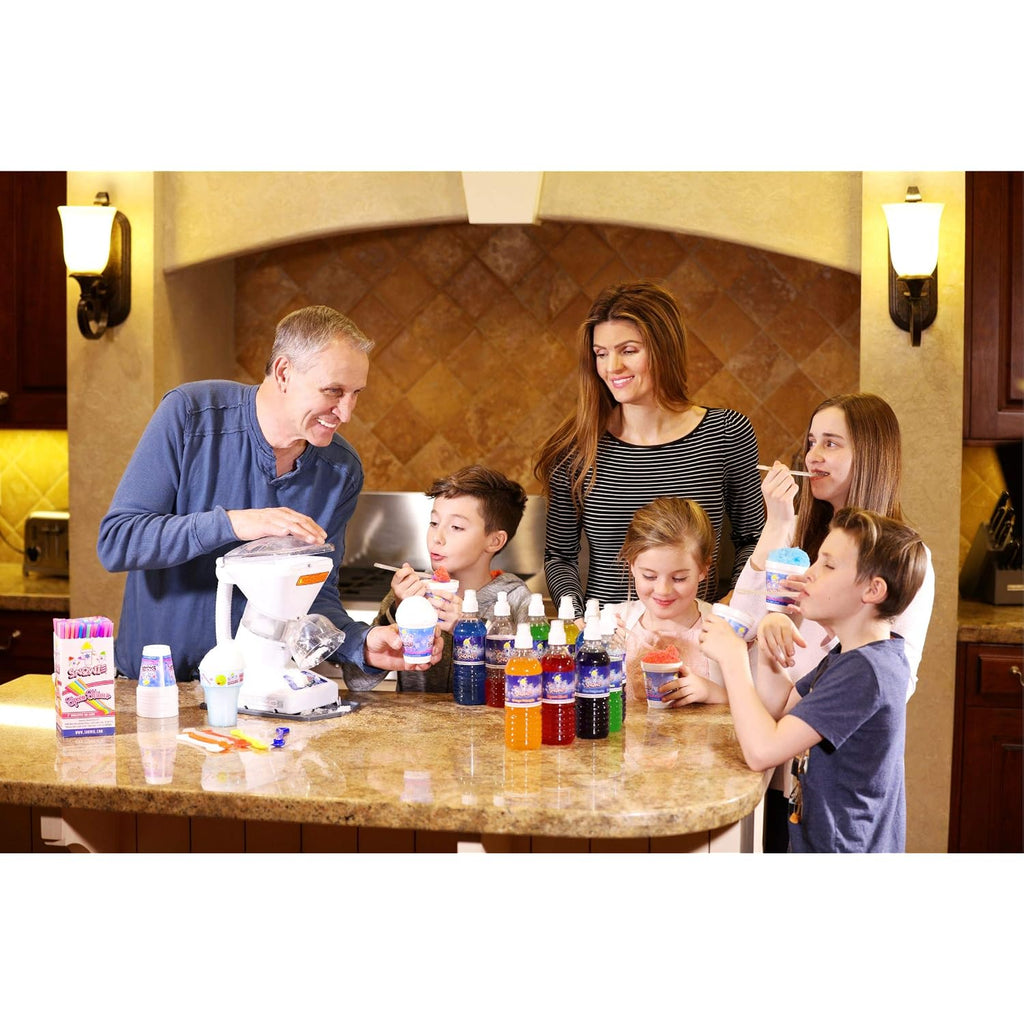 Snowie - Little Snowie Max Snow Cone Machine - Premium Shaved Ice Maker, With Powder Sticks Syrup Mix, 6-Stick Kit, White