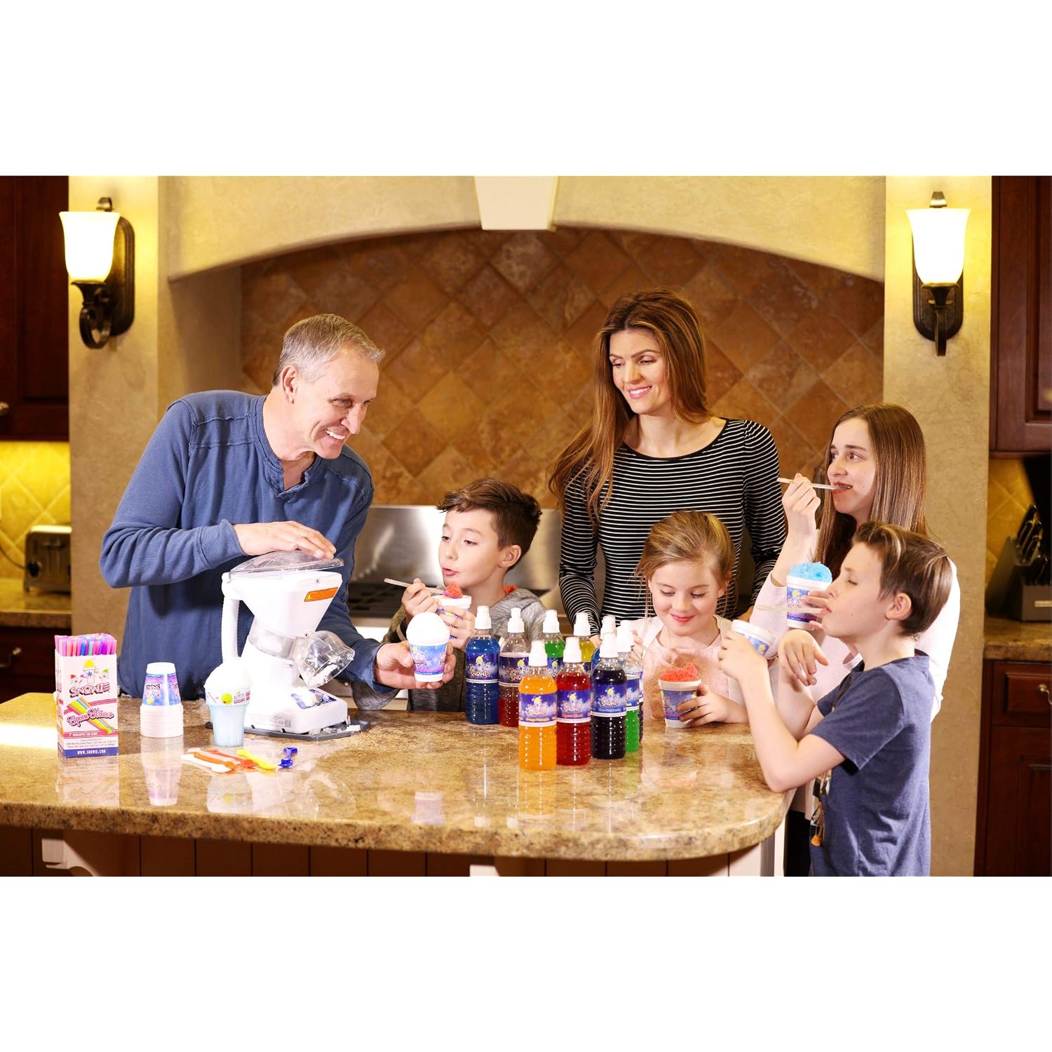 Snowie - Little Snowie Max Snow Cone Machine - Premium Shaved Ice Maker, With Powder Sticks Syrup Mix, 6-Stick Kit, White