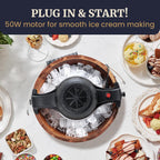 Elite Gourmet Eim418 Old Fashioned 4 Quart Vintage Walnut Wood Bucket, Electric Ice Cream Maker Machine, Uses Ice And Rock Salt Churns Ice Cream In Minutes