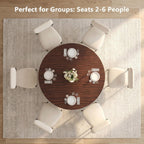 47.2-Inch Round Dining Table, Kitchen Table For 4-6, Farmhouse Circle Dining Room Table, Space Saving Wood Kitchen & Dining Room Furniture, Black Oak