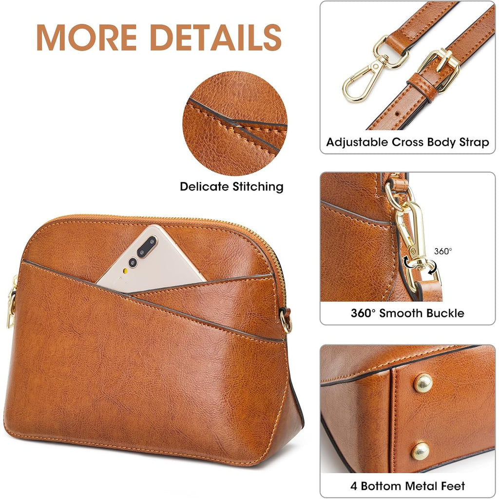 Kattee Small Leather Crossbody Bags For Women, Trendy Purses Handbags Shoulder Bag, Genuine Leather Cross Body Bag For Woman