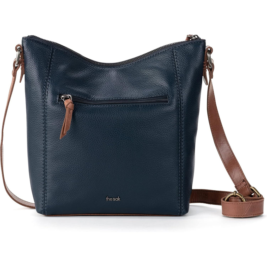 The Sak Ashland Crossbody Bag in Leather, Adjustable Crossbody Strap, Indigo